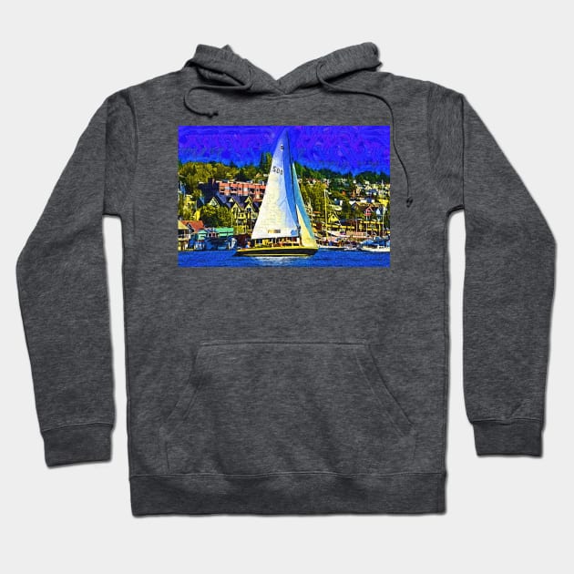 Sailboat On Lake Union Hoodie by KirtTisdale
